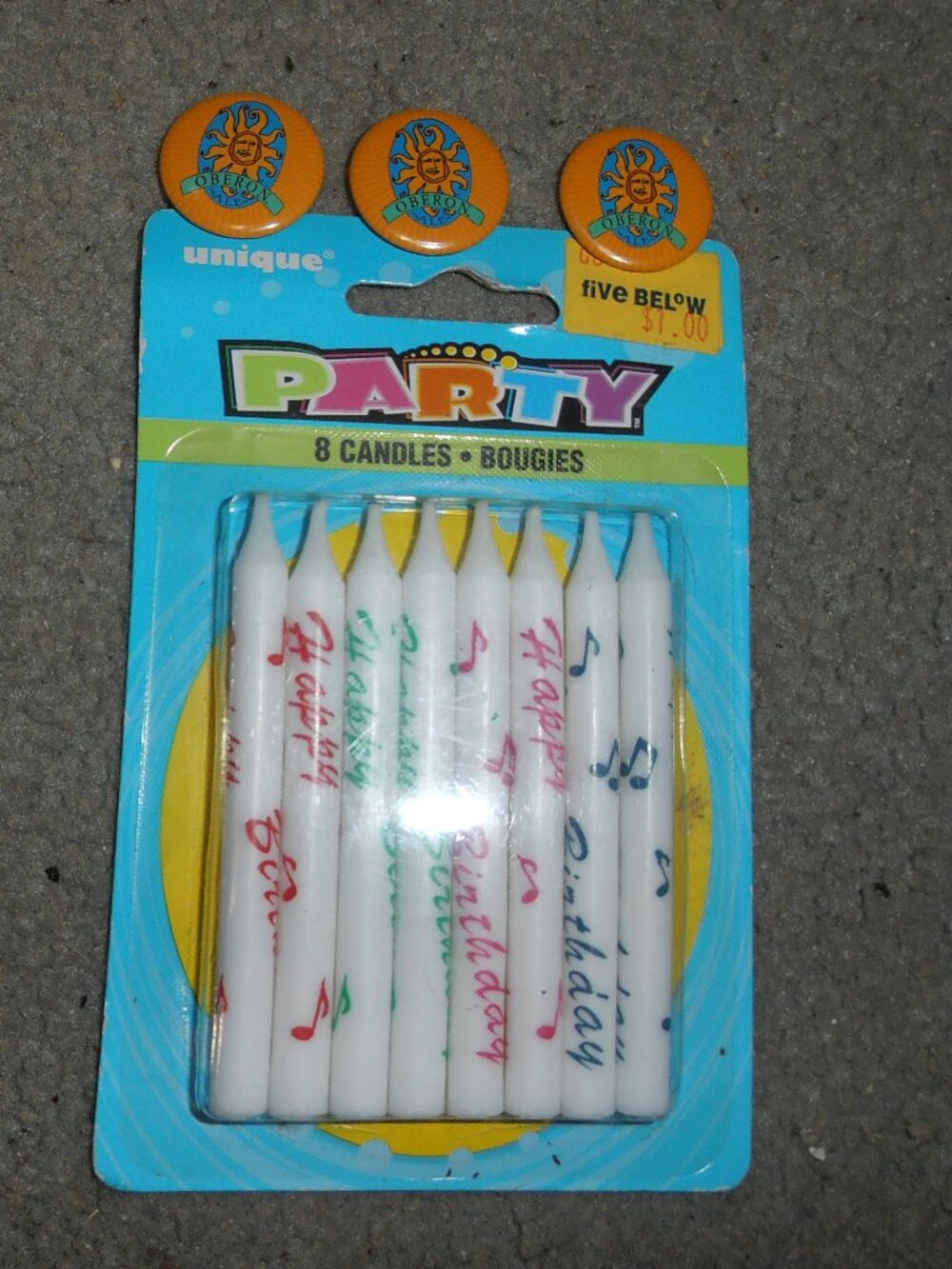 Share 3 Pack Bells Oberon Pins AND 8 Pack Birthday Candles